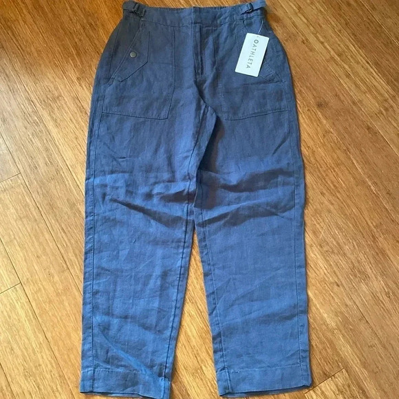 Athleta Voyager Linen Pant - NWT - 100% linen - blue/gray - women’s size 2 - Picture 1 of 6